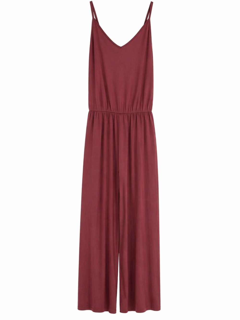 Women’s ribbed  Wide-Leg Jumpsuit in Burgundy